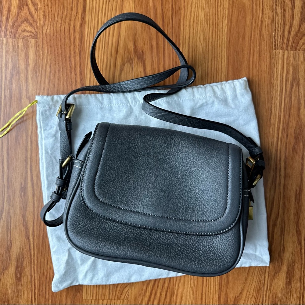NEW! J. Crew Grey Leather Crossbody Bag
